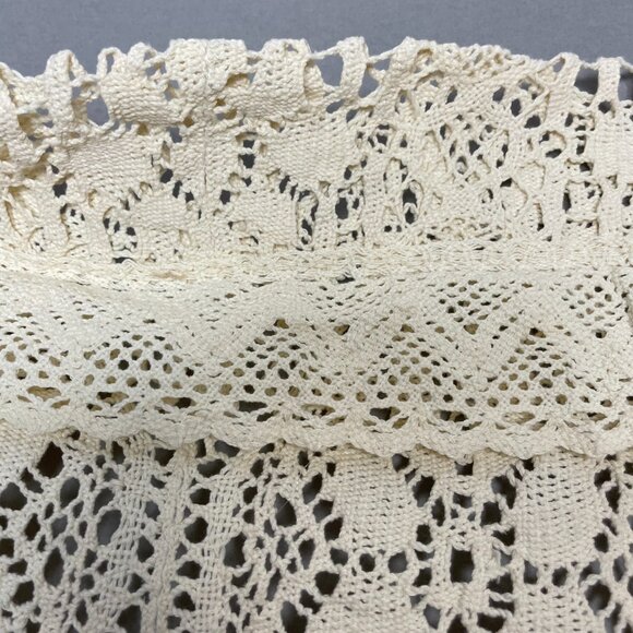 Vintage Crocheted Lace Curtain Tassels Boho Hippie Home Decor Rod Pocket White - Picture 6 of 13